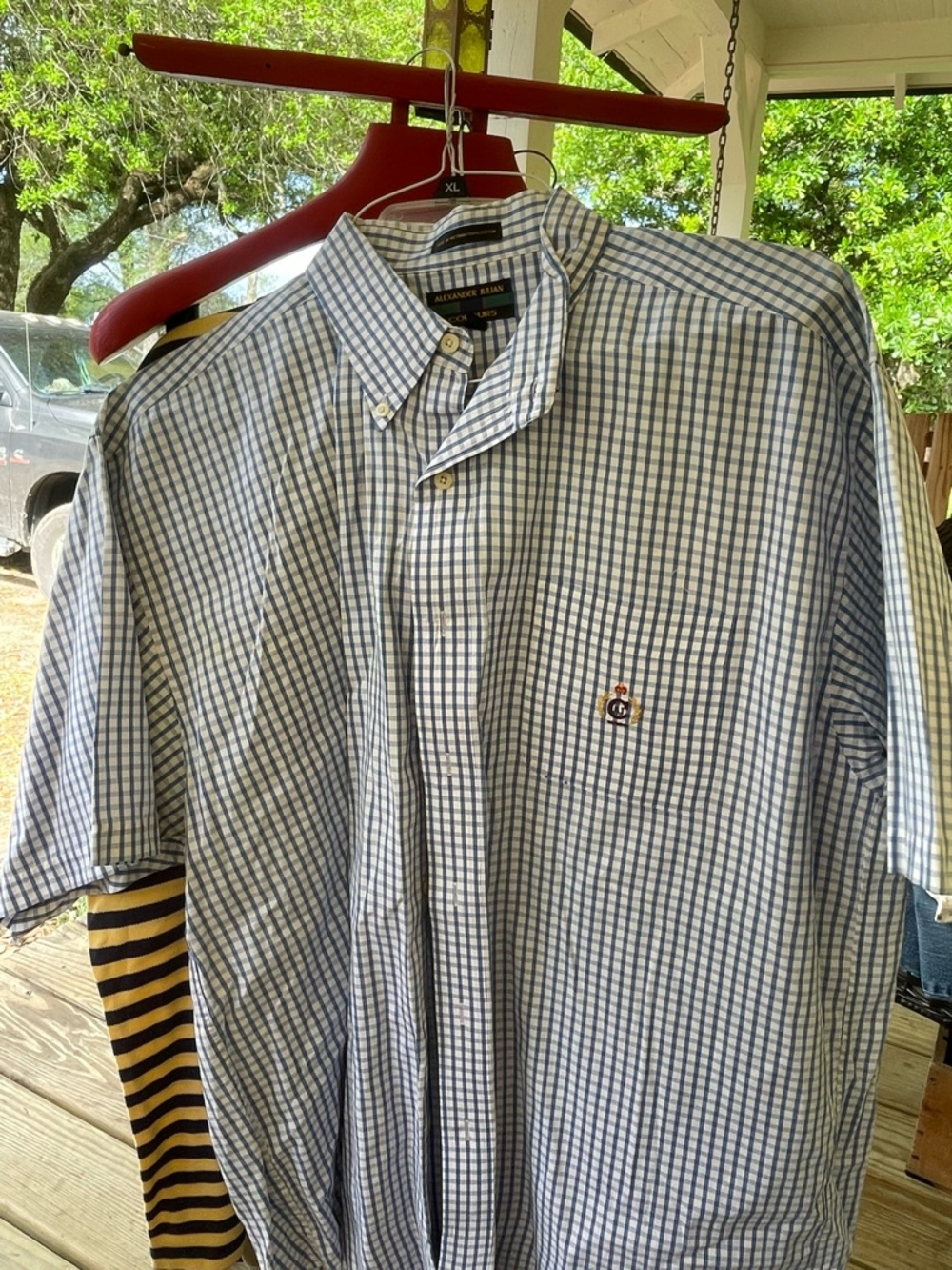 Alexander Julian Blue and White Gingham Button-Down Shirt